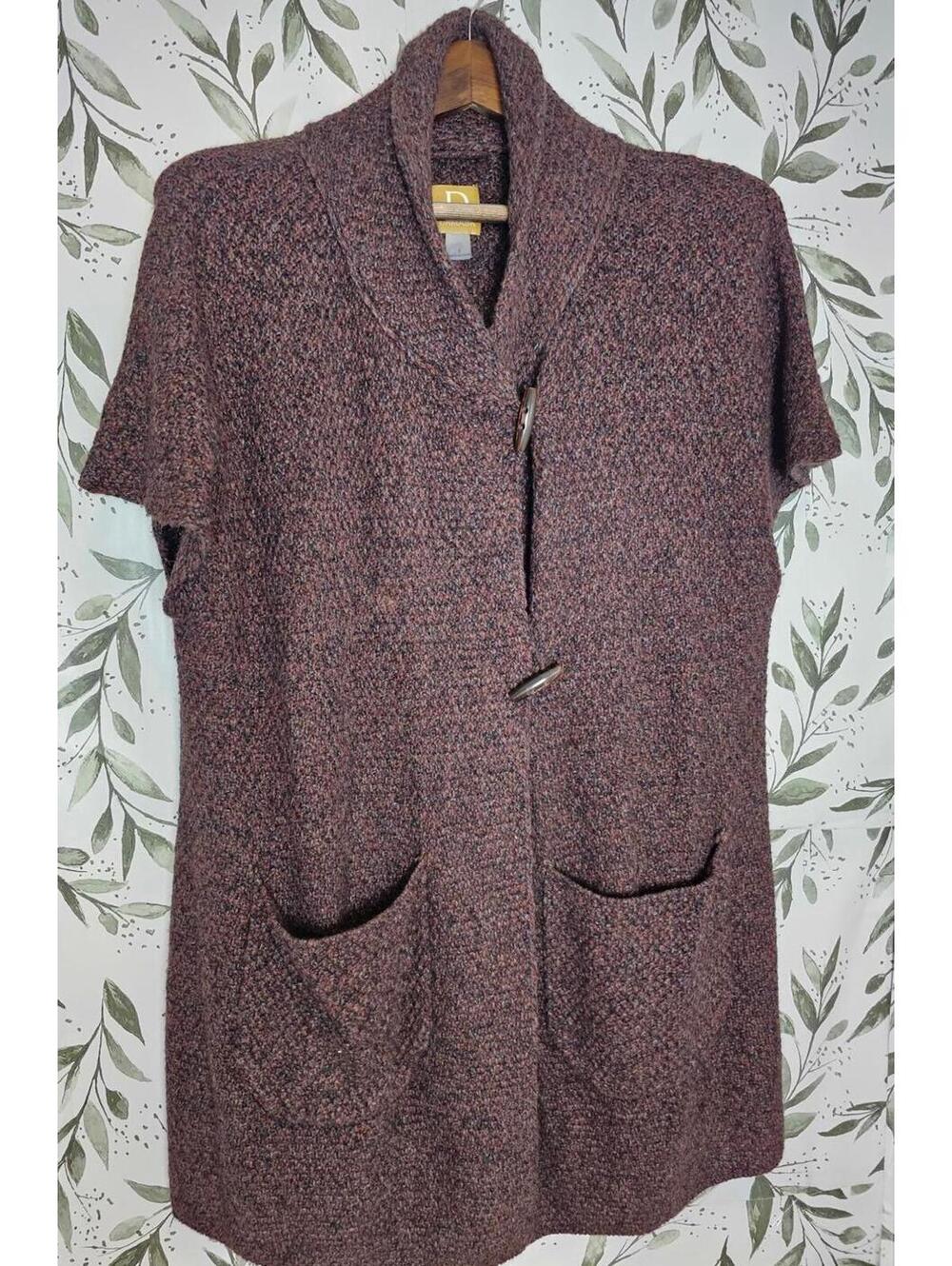 Damask Cardigan Sweater Brown Womens Size S